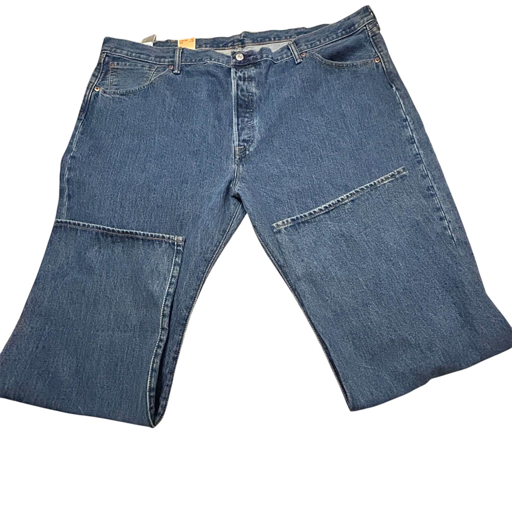 Levis 501 Original Shrink To Fit Jeans Mens 46x30 Blue Button Fly Straight Leg